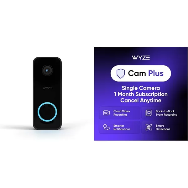Wyze Wireless Video Doorbell Pro Chime Included 1440 HD Video 11 Aspect Ratio 11 HeadtoToe View 2Way Audio Night VisionBlack