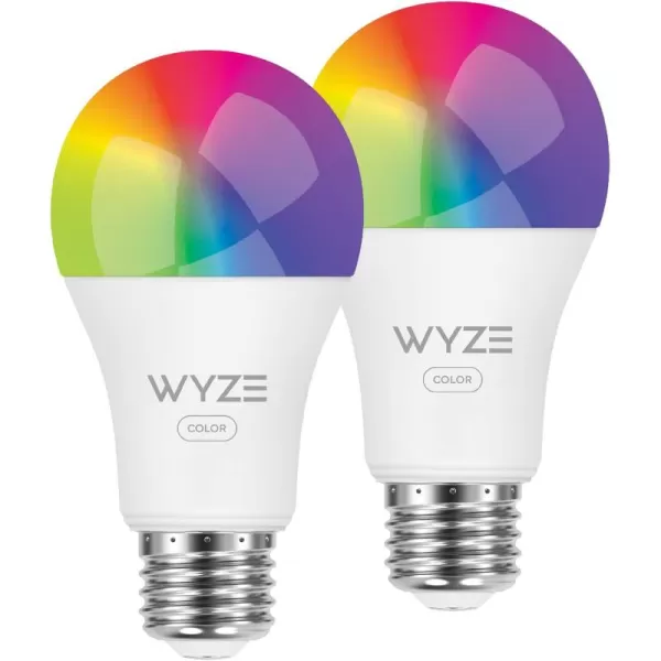Wyze Bulb Color 1100 Lumen WiFi RGB and Tunable White A19 Smart Bulb Works with Alexa and Google Assistant TwoPack1 Count Pack of 2