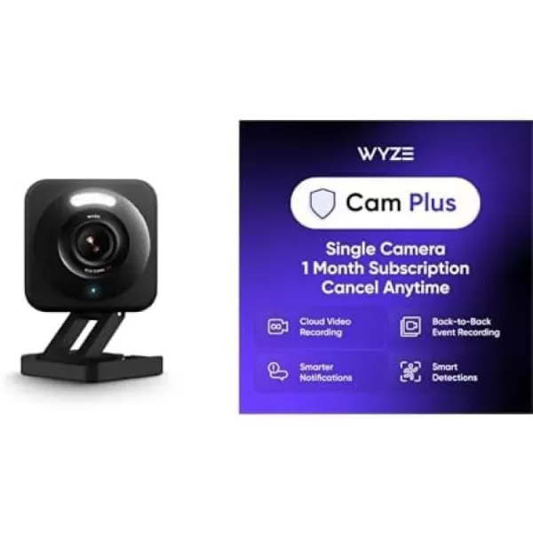 Wyze Cam v4 2K HD WiFi Smart Home Security Camera IndoorOutdoor Use PetBaby Monitor Motion Activated SpotlightSiren Enhanced Color Night Vision 2Way Audio LocalCloud Storage Wired WhiteBlack