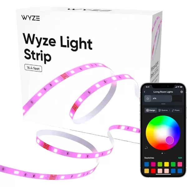 Wyze Light Strip 328ft WiFi LED Strip Lights 16 Million Colors RGB with App Control and Sync to Music for Home Kitchen TV Party Compatible with Alexa and Google Assistant 2 Rolls of 164ft164 Foot Pack of 1