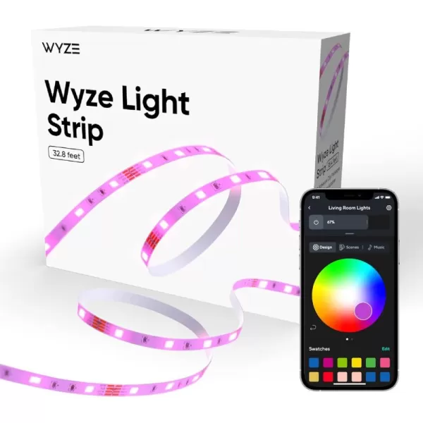 Wyze Light Strip 328ft WiFi LED Strip Lights 16 Million Colors RGB with App Control and Sync to Music for Home Kitchen TV Party Compatible with Alexa and Google Assistant 2 Rolls of 164ft328ft