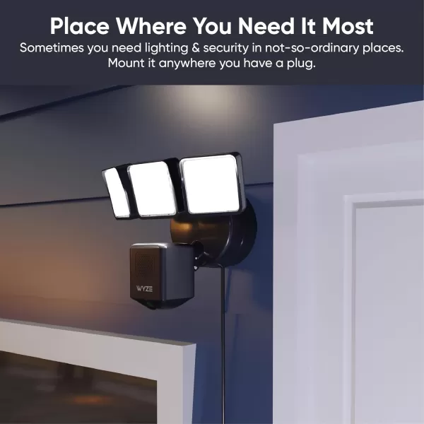 imageWYZE Floodlight Camera Pro with Plugin Mount PCMag Editors Choice 3000Lumen LEDs 25K HD Outdoor Security Camera Color Night Vision Wall Mount with 20ft Power Cable Easy Installation BlackFloodlight Pro black with Plugin Mount