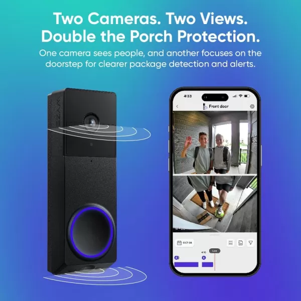 imageWYZE Wireless Duo Cam Video Doorbell Chime Included Battery Powered 2K Full HD Video 2 Cameras People and Package 2Way Audio Night VisionWireless Duo Cam Video Doorbell