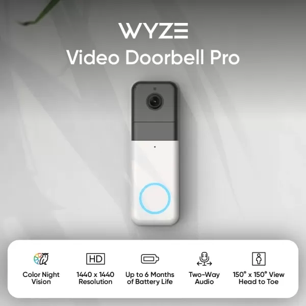 imageWYZE Wireless Duo Cam Video Doorbell Chime Included Battery Powered 2K Full HD Video 2 Cameras People and Package 2Way Audio Night VisionWireless Video Doorbell Pro