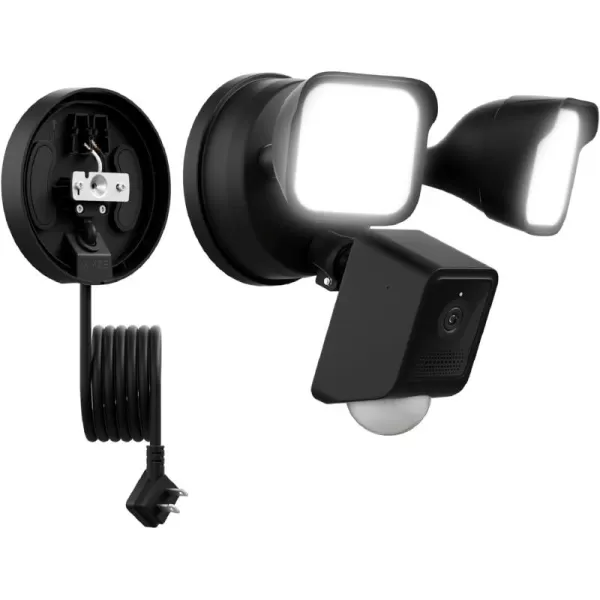 imageWYZE Floodlight Camera v2 with Plugin Mount 2K HD Outdoor Security Camera Color Night Vision Motion Activated Electrical Box with 20ft WeatherResistant Power Cable Easy Installation BlackFloodlight v2 black with Plugin Mount