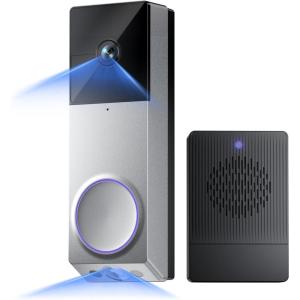 imageWYZE Wireless Duo Cam Video Doorbell Chime Included Battery Powered 2K Full HD Video 2 Cameras People and Package 2Way Audio Color Night Vision SilverNew VersionWireless Duo Cam Doorbell Camera  Silver