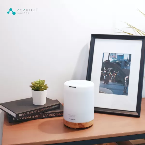 ASAKUKI 100ml Essential Oil Diffuser 5 in 1 Ultrasonic Aromatherapy Diffuser with Intermittent Timer 7 LED Lights and AutoOff Safety SwitchBrown