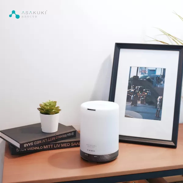 ASAKUKI 100ml Essential Oil Diffuser 5 in 1 Ultrasonic Aromatherapy Diffuser with Intermittent Timer 7 LED Lights and AutoOff Safety SwitchDark Brown