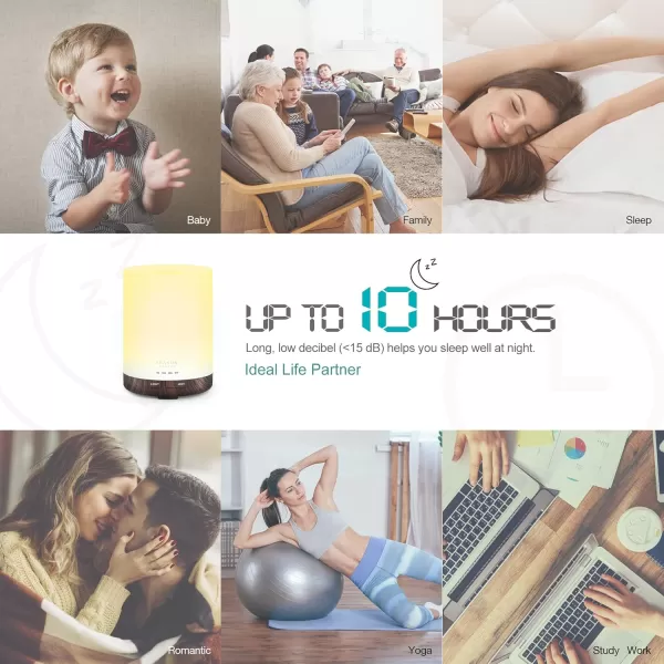 ASAKUKI 100ml Essential Oil Diffuser 5 in 1 Ultrasonic Aromatherapy Diffuser with Intermittent Timer 7 LED Lights and AutoOff Safety SwitchDark Brown