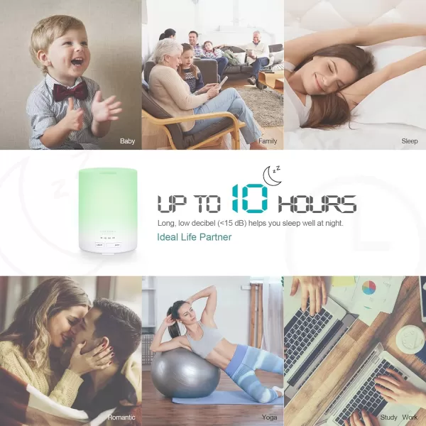 ASAKUKI 100ml Essential Oil Diffuser 5 in 1 Ultrasonic Aromatherapy Diffuser with Intermittent Timer 7 LED Lights and AutoOff Safety SwitchPure White