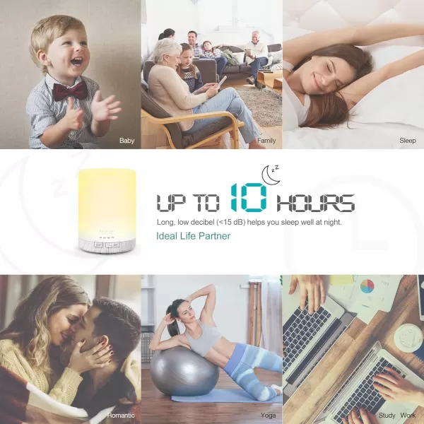 ASAKUKI 100ml Essential Oil Diffuser 5 in 1 Ultrasonic Aromatherapy Diffuser with Intermittent Timer 7 LED Lights and AutoOff Safety SwitchWhite