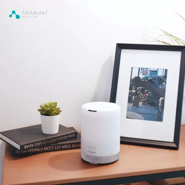 ASAKUKI 100ml Essential Oil Diffuser 5 in 1 Ultrasonic Aromatherapy Diffuser with Intermittent Timer 7 LED Lights and AutoOff Safety SwitchWhite