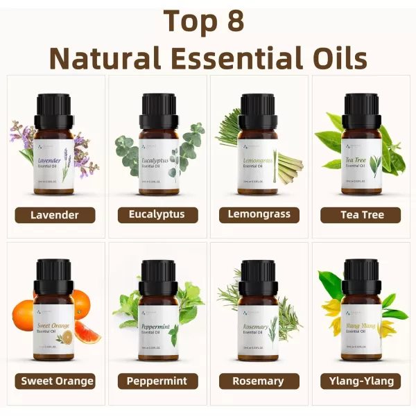 ASAKUKI 100ml Essential Oil Diffuser 5 in 1 Ultrasonic Aromatherapy Diffuser with Intermittent Timer 7 LED Lights and AutoOff Safety SwitchXbrown With Oils