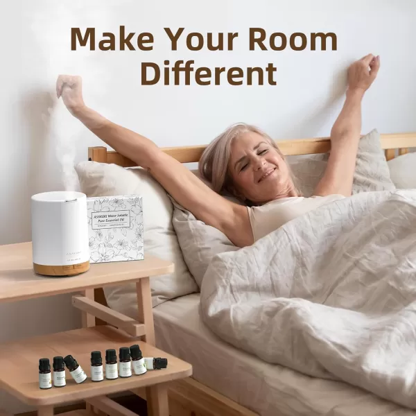 ASAKUKI 100ml Essential Oil Diffuser 5 in 1 Ultrasonic Aromatherapy Diffuser with Intermittent Timer 7 LED Lights and AutoOff Safety SwitchXbrown With Oils