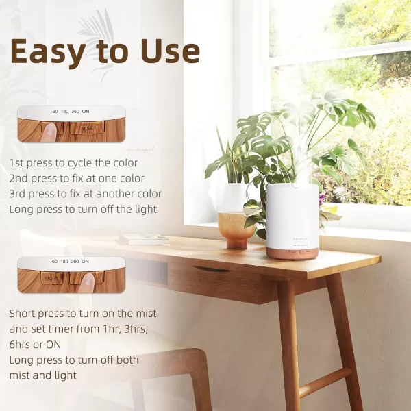 ASAKUKI 100ml Essential Oil Diffuser 5 in 1 Ultrasonic Aromatherapy Diffuser with Intermittent Timer 7 LED Lights and AutoOff Safety SwitchXbrown With Oils