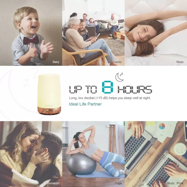 ASAKUKI 100ml Essential Oil Diffuser 5 in 1 Ultrasonic Aromatherapy Diffuser with Intermittent Timer 7 LED Lights and AutoOff Safety SwitchZbrown 100ml