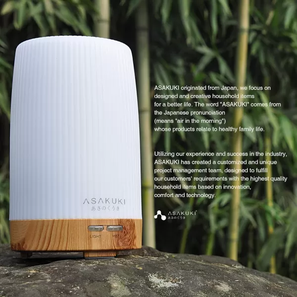 ASAKUKI 100ml Essential Oil Diffuser 5 in 1 Ultrasonic Aromatherapy Diffuser with Intermittent Timer 7 LED Lights and AutoOff Safety SwitchZbrown 100ml
