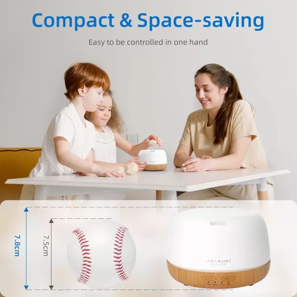 ASAKUKI 500ml Premium Essential Oil Diffuser with Remote Control 5 in 1 Ultrasonic Aromatherapy Fragrant Oil Humidifier Vaporizer Timer and AutoOff Safety Switch BrownYellow300ml