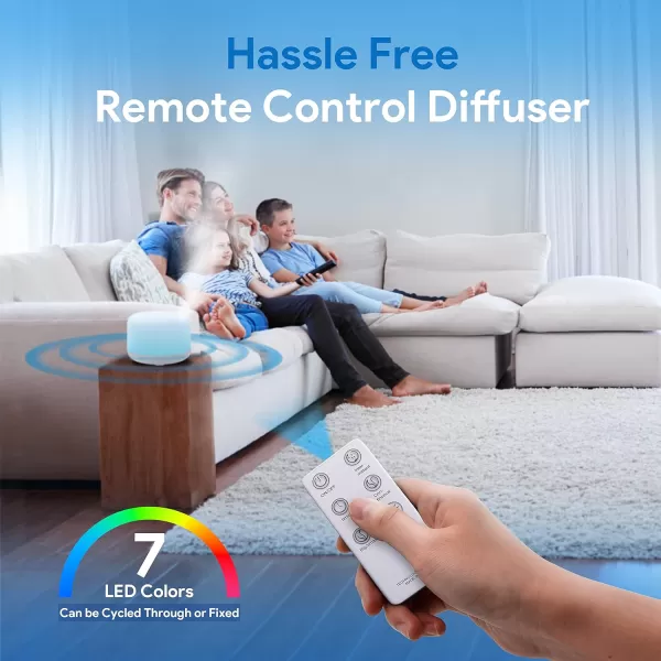 ASAKUKI 500ml Premium Essential Oil Diffuser with Remote Control 5 in 1 Ultrasonic Aromatherapy Fragrant Oil Humidifier Vaporizer Timer and AutoOff Safety Switch BrownWhite