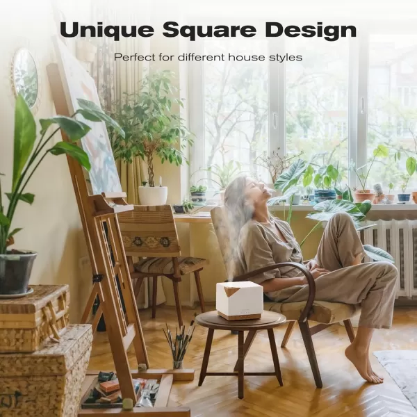 ASAKUKI 700 ml Premium Essential Oil Diffuser 5 in 1 Ultrasonic Aromatherapy Fragrant Oil Vaporizer Humidifier Timer and AutoOff Safety Switch 7 LED Light ColorsLight Wood