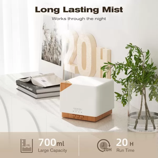 ASAKUKI 700 ml Premium Essential Oil Diffuser 5 in 1 Ultrasonic Aromatherapy Fragrant Oil Vaporizer Humidifier Timer and AutoOff Safety Switch 7 LED Light ColorsLight Wood