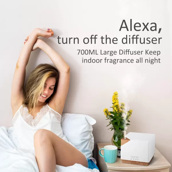 ASAKUKI 700 ml Premium Essential Oil Diffuser 5 in 1 Ultrasonic Aromatherapy Fragrant Oil Vaporizer Humidifier Timer and AutoOff Safety Switch 7 LED Light ColorsWifi