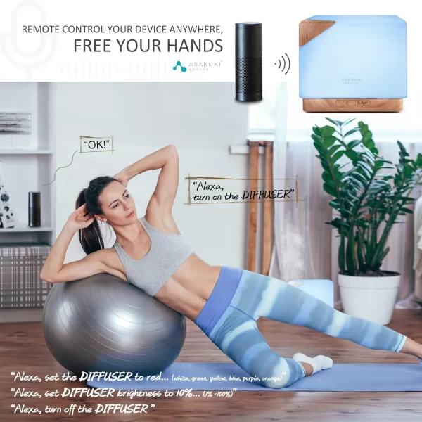 ASAKUKI 700 ml Premium Essential Oil Diffuser 5 in 1 Ultrasonic Aromatherapy Fragrant Oil Vaporizer Humidifier Timer and AutoOff Safety Switch 7 LED Light ColorsWifi