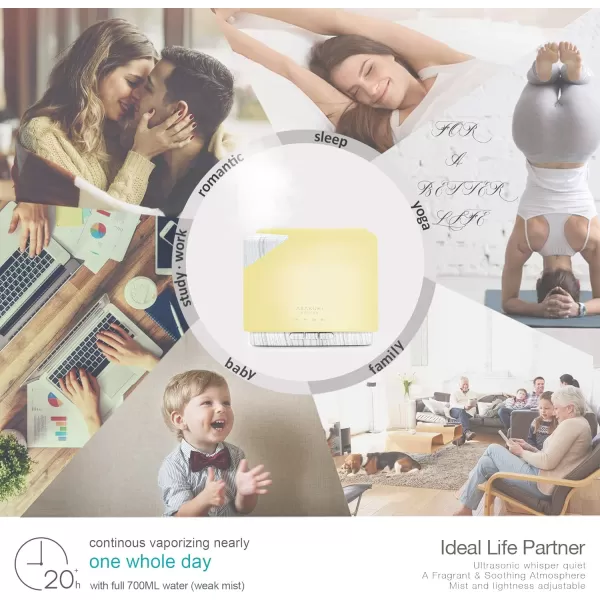 ASAKUKI 700 ml Premium Essential Oil Diffuser 5 in 1 Ultrasonic Aromatherapy Fragrant Oil Vaporizer Humidifier Timer and AutoOff Safety Switch 7 LED Light ColorsWhite Wood