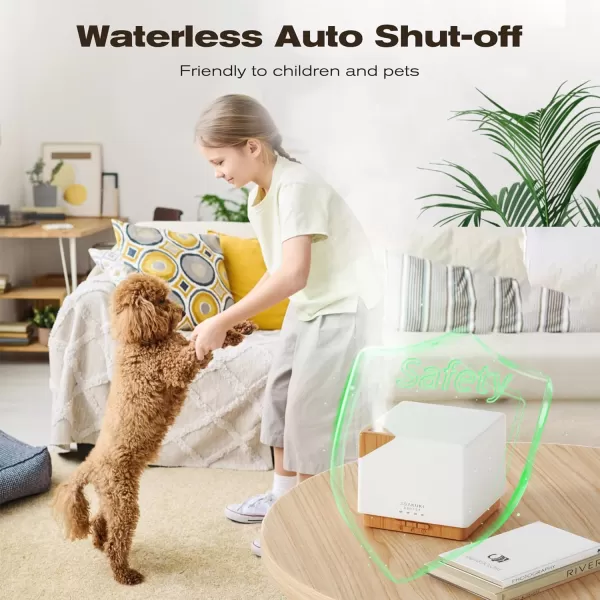 ASAKUKI 700 ml Premium Essential Oil Diffuser 5 in 1 Ultrasonic Aromatherapy Fragrant Oil Vaporizer Humidifier Timer and AutoOff Safety Switch 7 LED Light ColorsLight Wood