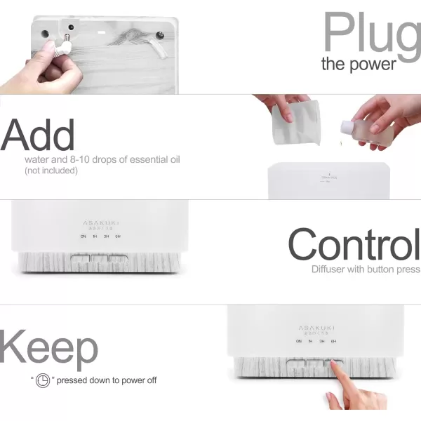 ASAKUKI 700 ml Premium Essential Oil Diffuser 5 in 1 Ultrasonic Aromatherapy Fragrant Oil Vaporizer Humidifier Timer and AutoOff Safety Switch 7 LED Light ColorsWhite Wood