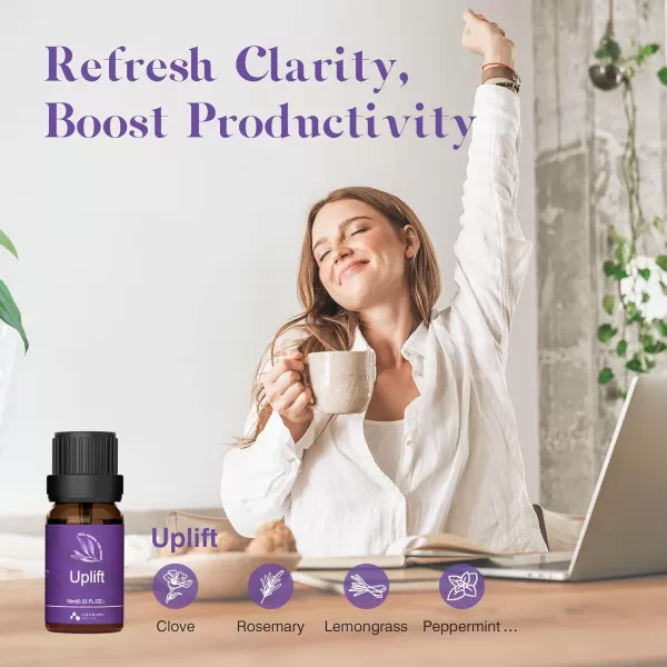 ASAKUKI Essential Oil Blends Essential Oils Set for Diffusers for Home WellBeing Kit Calming Dreams Breathe Relaxing Mood Fresh Air Aromatherapy Oils for Humidifiers Massage 6x10mlWellwishing