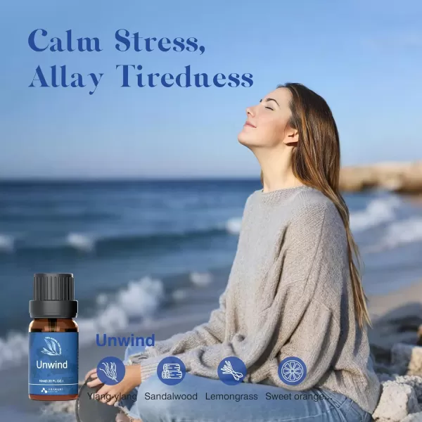 ASAKUKI Essential Oil Blends Essential Oils Set for Diffusers for Home WellBeing Kit Calming Dreams Breathe Relaxing Mood Fresh Air Aromatherapy Oils for Humidifiers Massage 6x10mlWellwishing