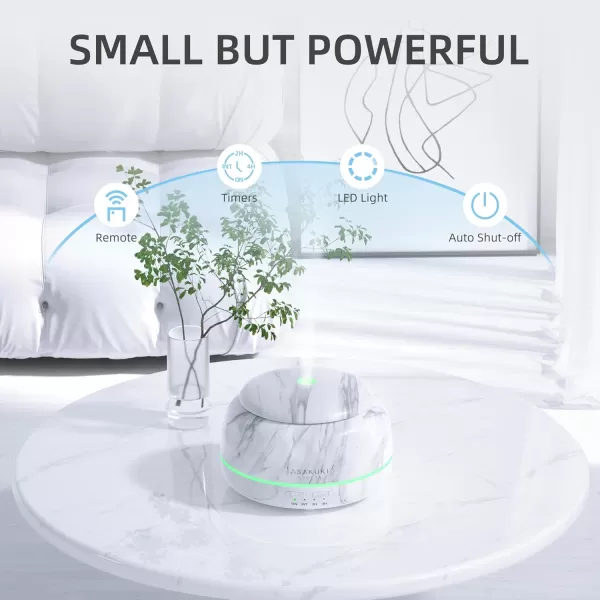 ASAKUKI Essential Oil Diffuser 300ML Aromatherapy Humidifier with 7Color Light Small Home Diffuser and Perfect for RelaxationBrown WoodAmarble