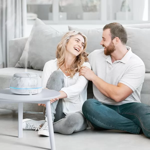 ASAKUKI Essential Oil Diffuser 300ML Aromatherapy Humidifier with 7Color Light Small Home Diffuser and Perfect for RelaxationBrown WoodAmarble