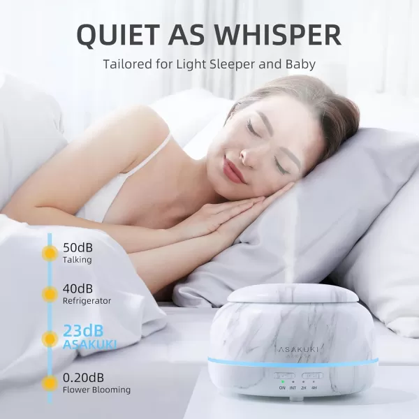 ASAKUKI Essential Oil Diffuser 300ML Aromatherapy Humidifier with 7Color Light Small Home Diffuser and Perfect for RelaxationBrown WoodAmarble