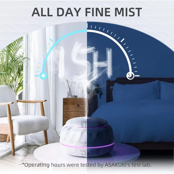 ASAKUKI Essential Oil Diffuser 300ML Aromatherapy Humidifier with 7Color Light Small Home Diffuser and Perfect for RelaxationBrown WoodAmarble