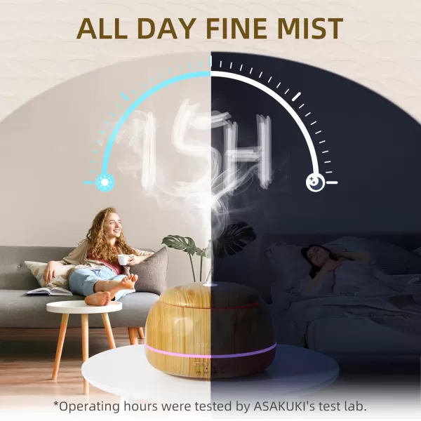 ASAKUKI Essential Oil Diffuser 300ML Aromatherapy Humidifier with 7Color Light Small Home Diffuser and Perfect for RelaxationBrown WoodBbrown