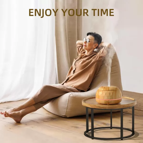 ASAKUKI Essential Oil Diffuser 300ML Aromatherapy Humidifier with 7Color Light Small Home Diffuser and Perfect for RelaxationBrown WoodBbrown