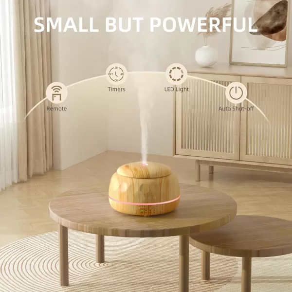 ASAKUKI Essential Oil Diffuser 300ML Aromatherapy Humidifier with 7Color Light Small Home Diffuser and Perfect for RelaxationBrown WoodBbrown