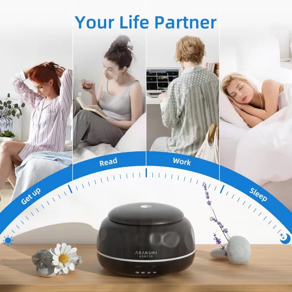 ASAKUKI Essential Oil Diffuser 300ML Aromatherapy Humidifier with 7Color Light Small Home Diffuser and Perfect for RelaxationBrown WoodCdark Brown