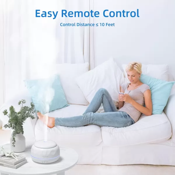 ASAKUKI Essential Oil Diffuser 300ML Aromatherapy Humidifier with 7Color Light Small Home Diffuser and Perfect for RelaxationBrown WoodDpure White