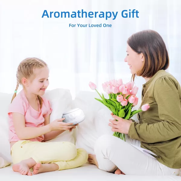 ASAKUKI Essential Oil Diffuser 300ML Aromatherapy Humidifier with 7Color Light Small Home Diffuser and Perfect for RelaxationBrown WoodDpure White