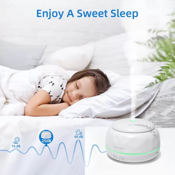 ASAKUKI Essential Oil Diffuser 300ML Aromatherapy Humidifier with 7Color Light Small Home Diffuser and Perfect for RelaxationBrown WoodDpure White