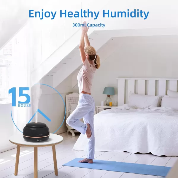 ASAKUKI Essential Oil Diffuser 300ML Aromatherapy Humidifier with 7Color Light Small Home Diffuser with Remote Control and 7 LED Color Ambiance Light  WhiteGblack