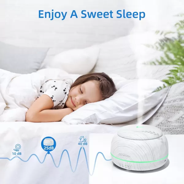 ASAKUKI Essential Oil Diffuser 300ML Aromatherapy Humidifier with 7Color Light Small Home Diffuser with Remote Control and 7 LED Color Ambiance Light  WhiteJwhite Wood