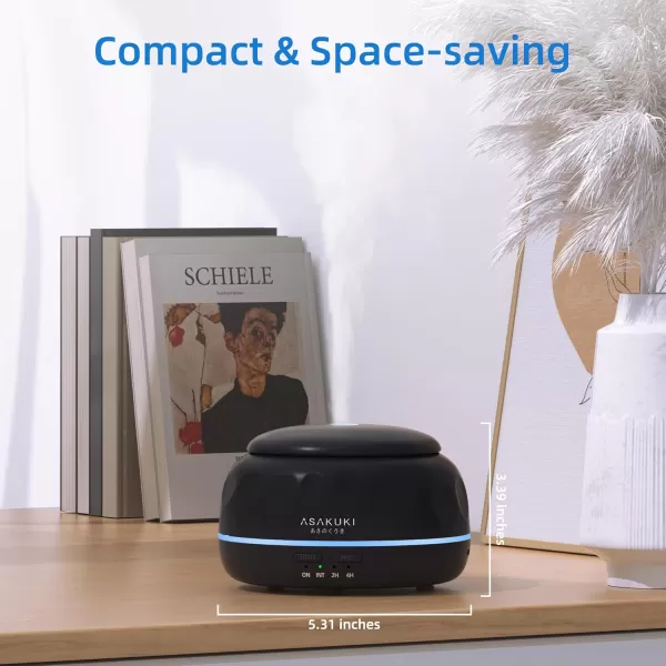 ASAKUKI Essential Oil Diffuser 300ML Aromatherapy Humidifier with 7Color Light Small Home Diffuser with Remote Control and 7 LED Color Ambiance Light  WhiteGblack