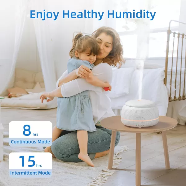 ASAKUKI Essential Oil Diffuser 300ML Aromatherapy Humidifier with 7Color Light Small Home Diffuser with Remote Control and 7 LED Color Ambiance Light  WhiteJwhite Wood