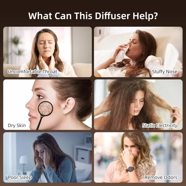 ASAKUKI Essential Oil Diffuser 300ML Aromatherapy Humidifier with 7Color Light Small Home Diffuser with Remote Control and 7 LED Color Ambiance Light  WhiteAwith Oil Black