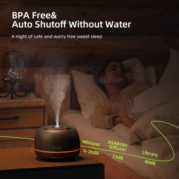 ASAKUKI Essential Oil Diffuser 300ML Aromatherapy Humidifier with 7Color Light Small Home Diffuser with Remote Control and 7 LED Color Ambiance Light  WhiteAwith Oil Black