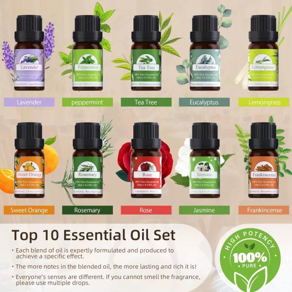 ASAKUKI Essential Oil Diffuser 300ML Aromatherapy Humidifier with 7Color Light Small Home Diffuser with Remote Control and 7 LED Color Ambiance Light  WhiteAwith Oil Black